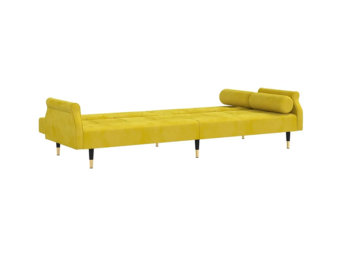 Canapé-lit avec coussins jaune velours