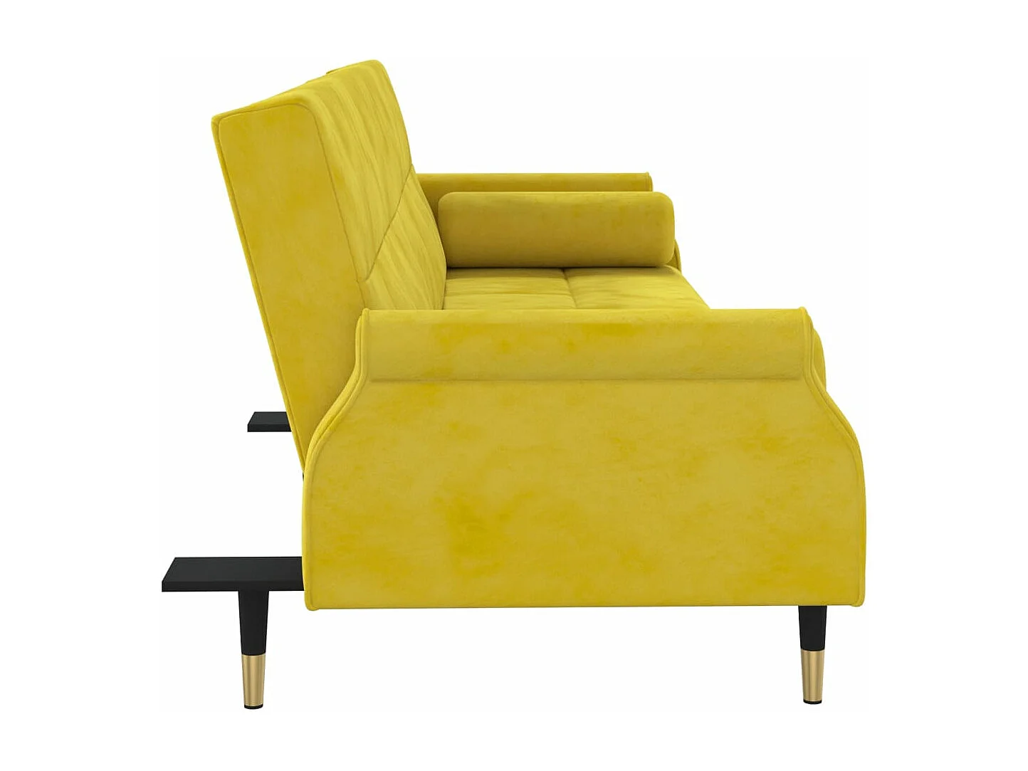 Canapé-lit avec coussins jaune velours