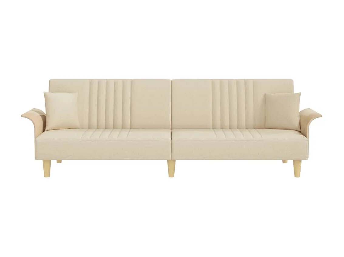 Sofá-cama com apoio de braços tecido cor creme