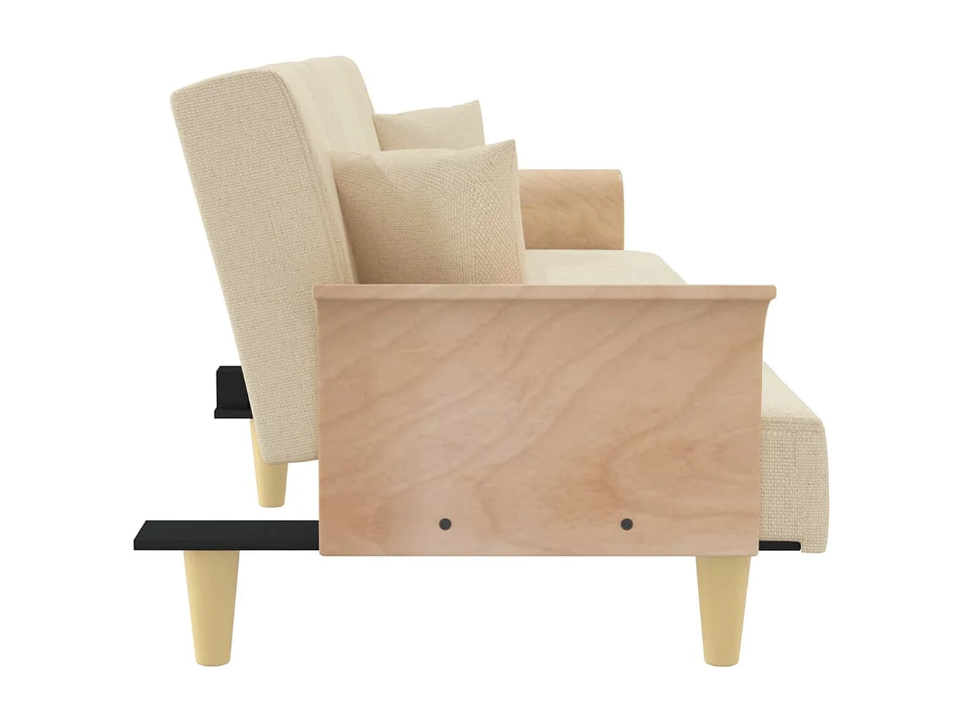 Sofá-cama com apoio de braços tecido cor creme