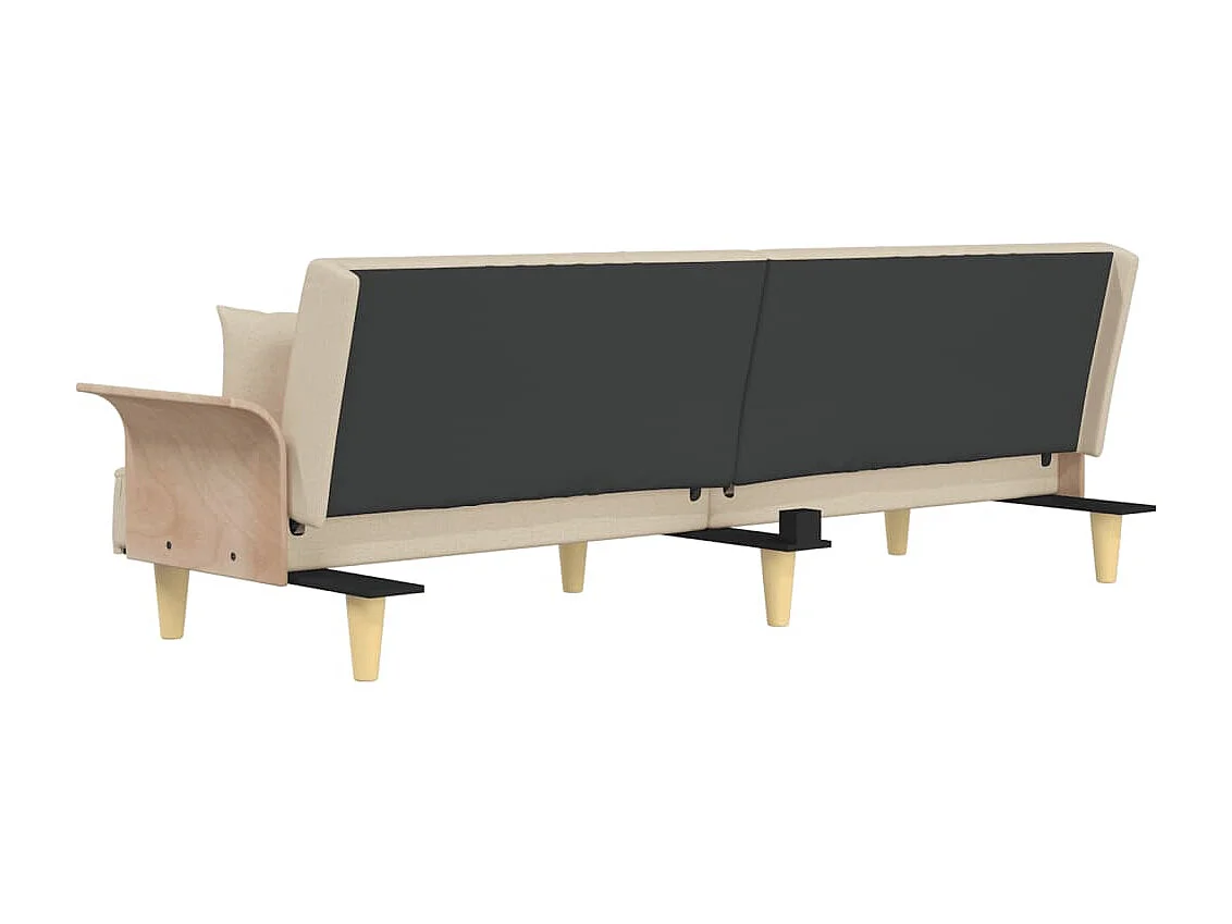 Sofá-cama com apoio de braços tecido cor creme