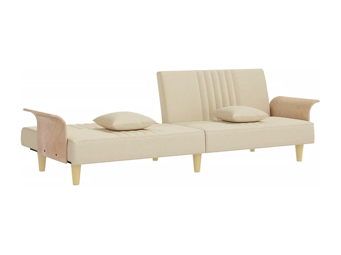 Sofá-cama com apoio de braços tecido cor creme