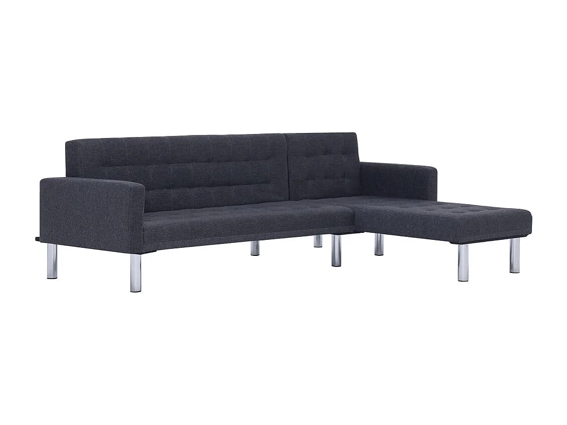 Canapé d'angle convertible clic-clac 3 places en tissu gris foncé