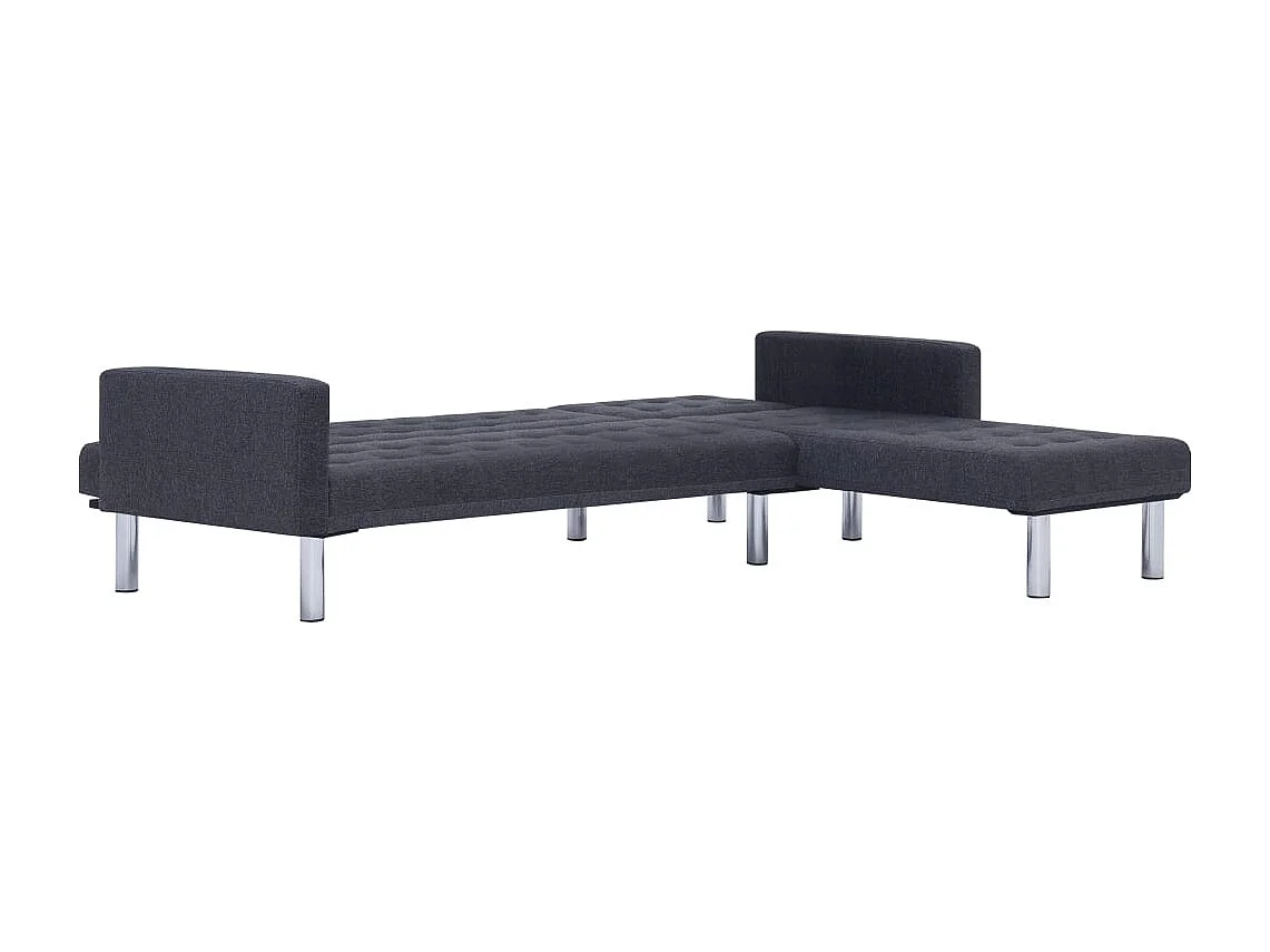 Canapé d'angle convertible clic-clac 3 places en tissu gris foncé