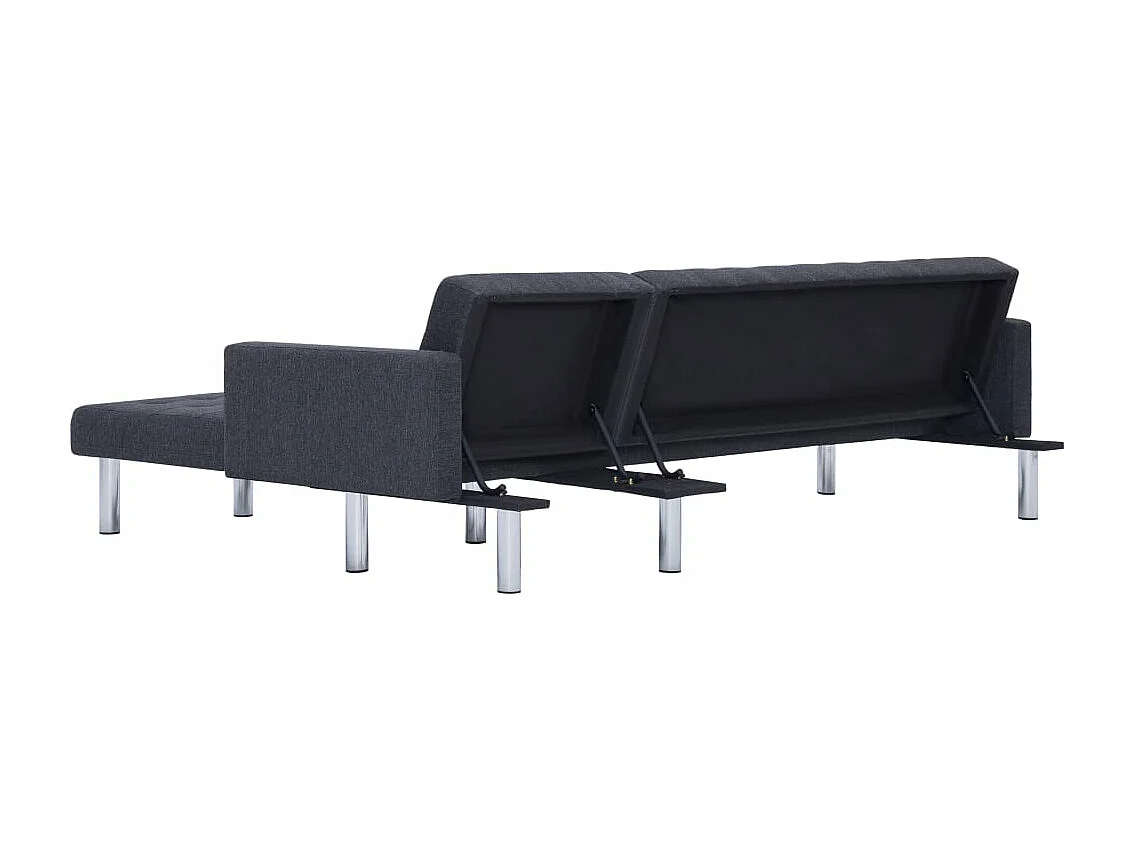 Canapé d'angle convertible clic-clac 3 places en tissu gris foncé