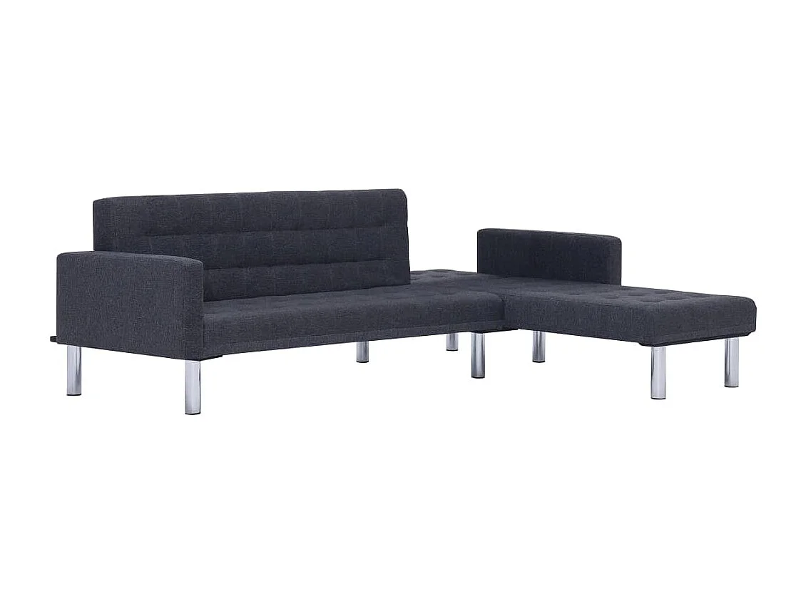 Canapé d'angle convertible clic-clac 3 places en tissu gris foncé