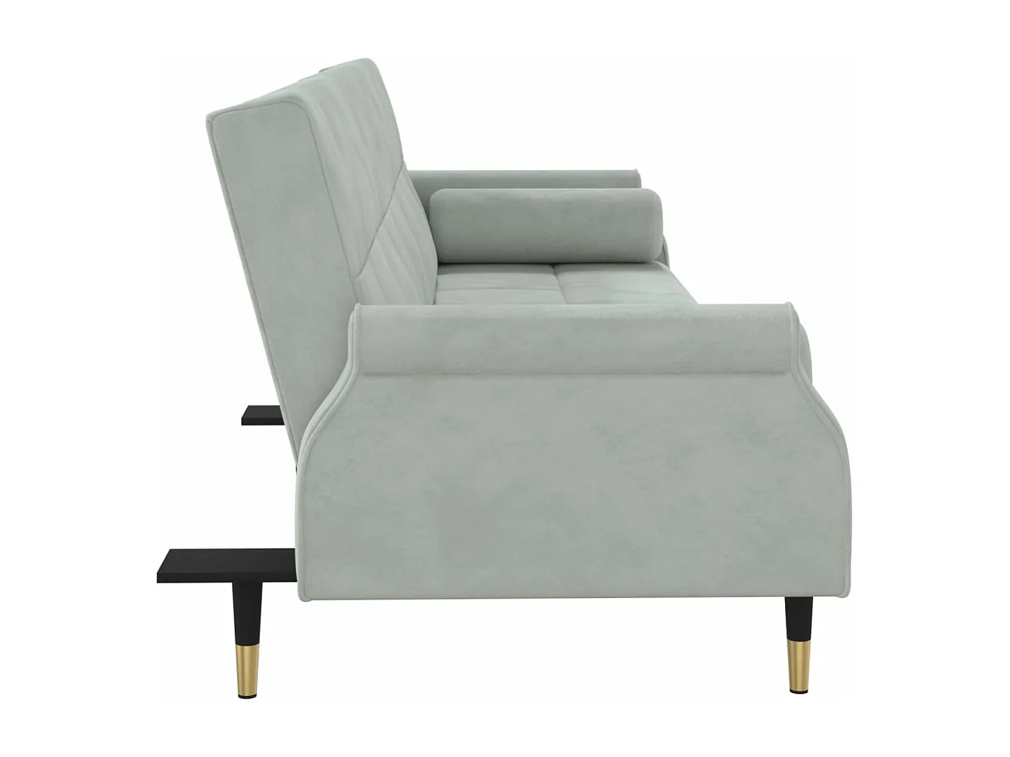 Slaapbank met kussens fluweel lichtgrijs