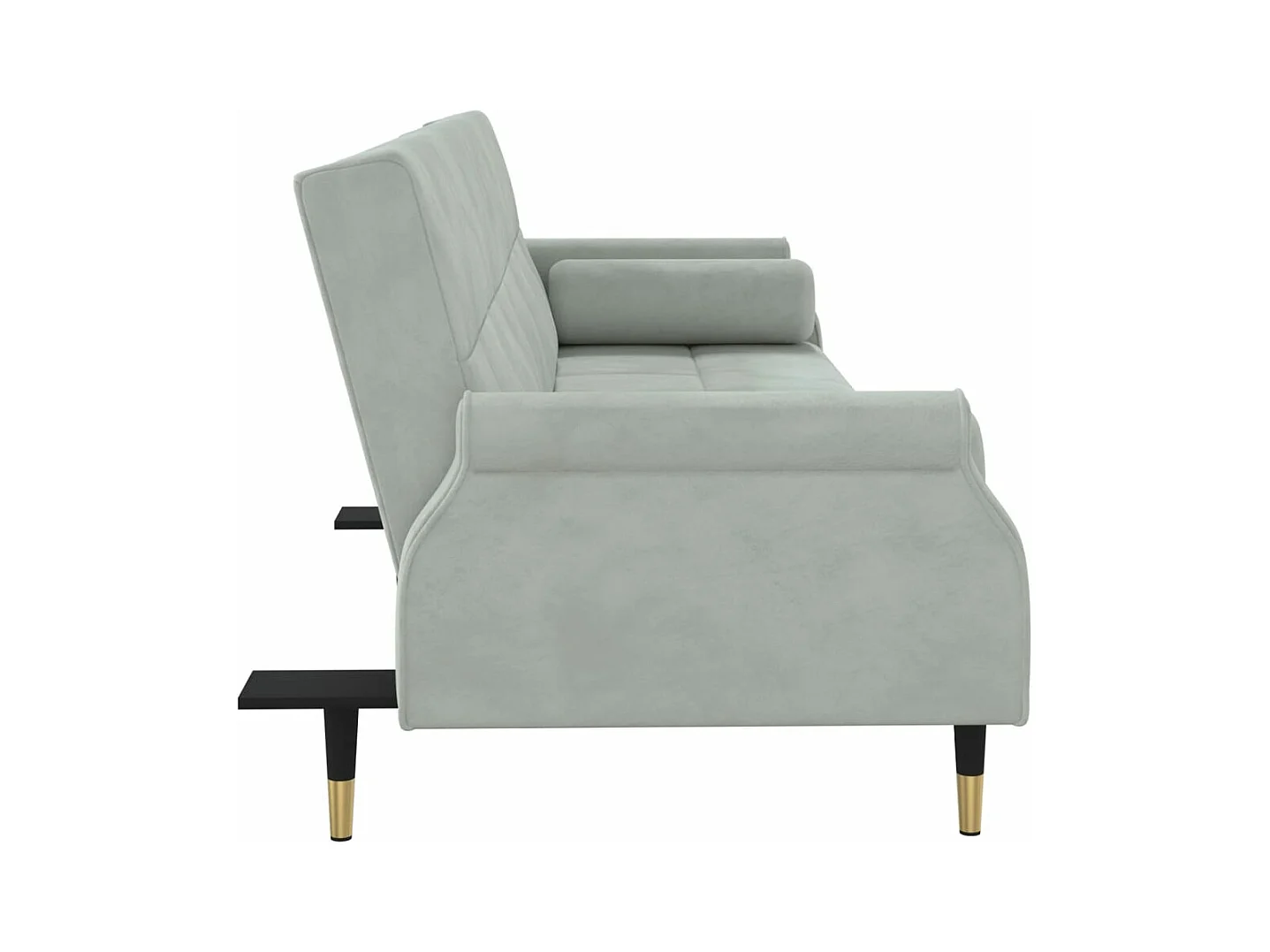 Canapé-lit avec coussins gris clair velours