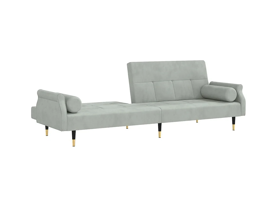 Canapé-lit avec coussins gris clair velours