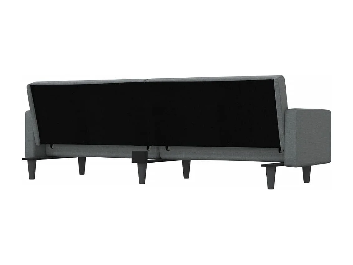 Canapé-lit avec coussins gris foncé tissu