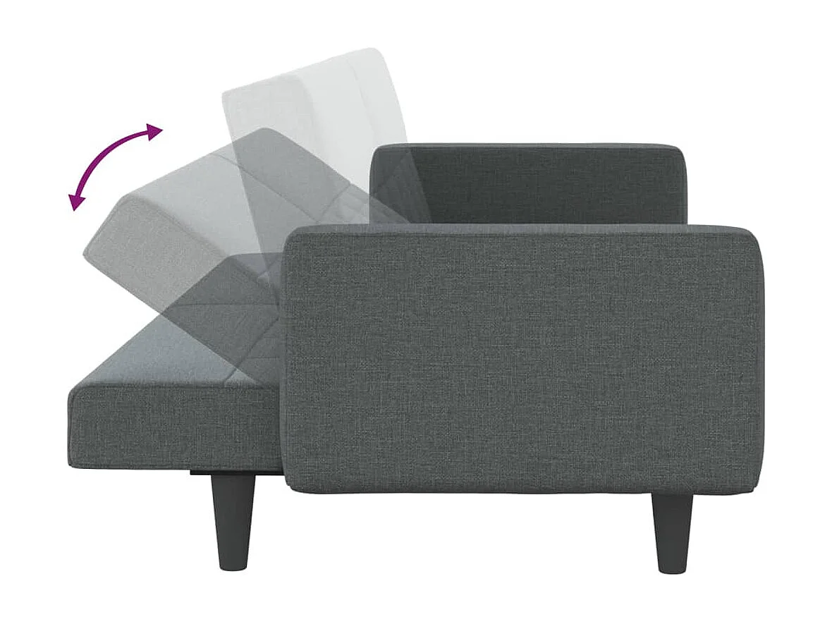 Canapé-lit avec coussins gris foncé tissu