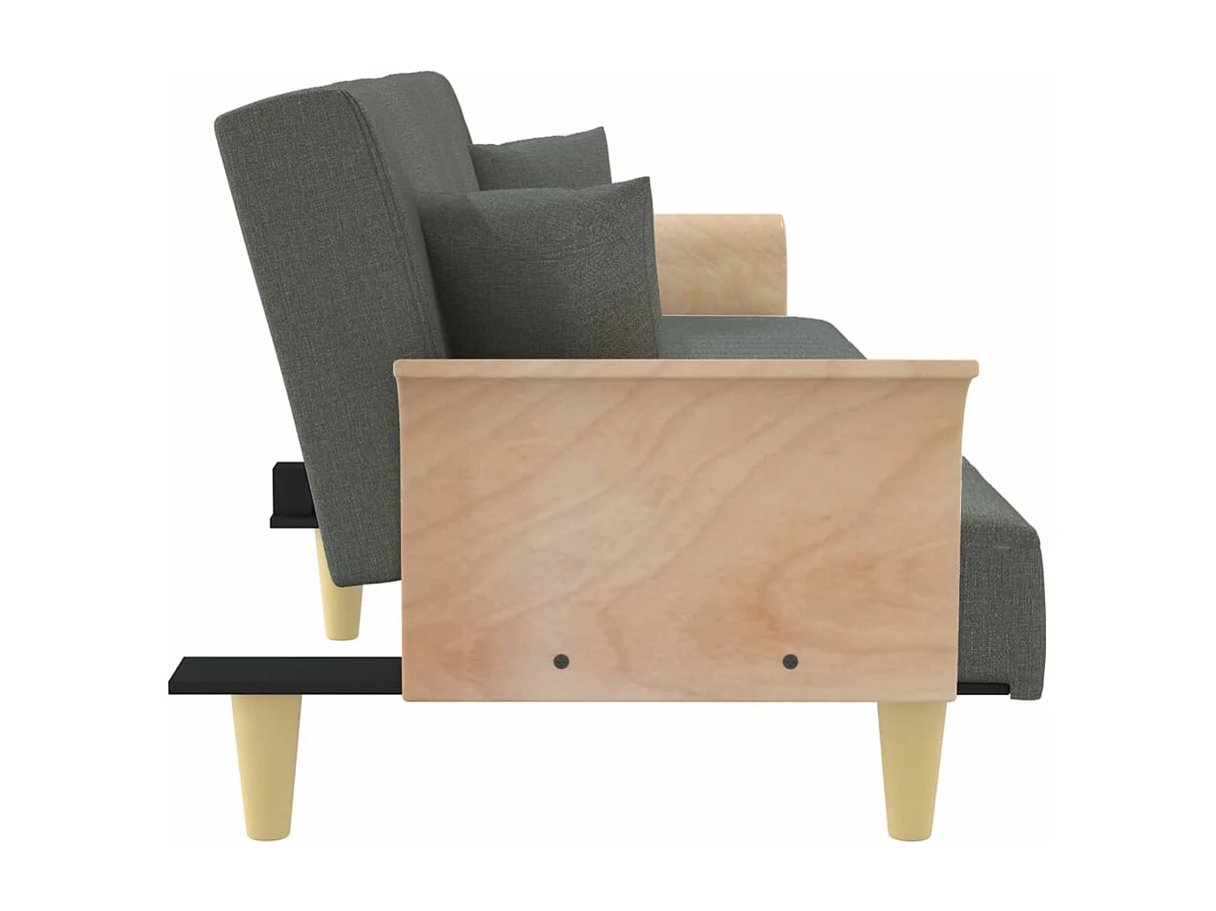 Canapé-lit avec accoudoirs gris foncé tissu