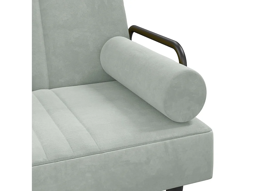 Sofá cama con reposabrazos terciopelo gris claro