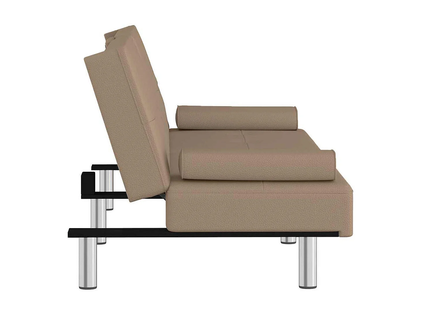 Slaapbank met bekerhouders kunstleer cappuccinokleurig