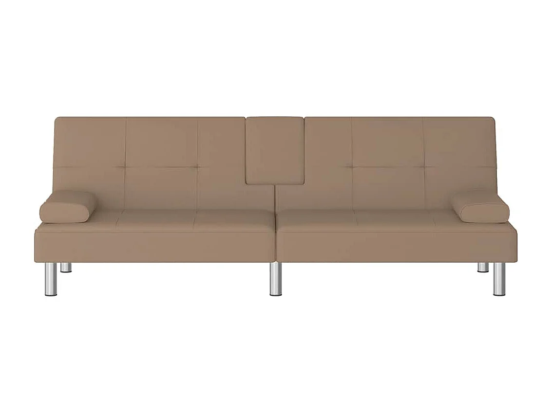 Canapé-lit avec porte-gobelets cappuccino similicuir