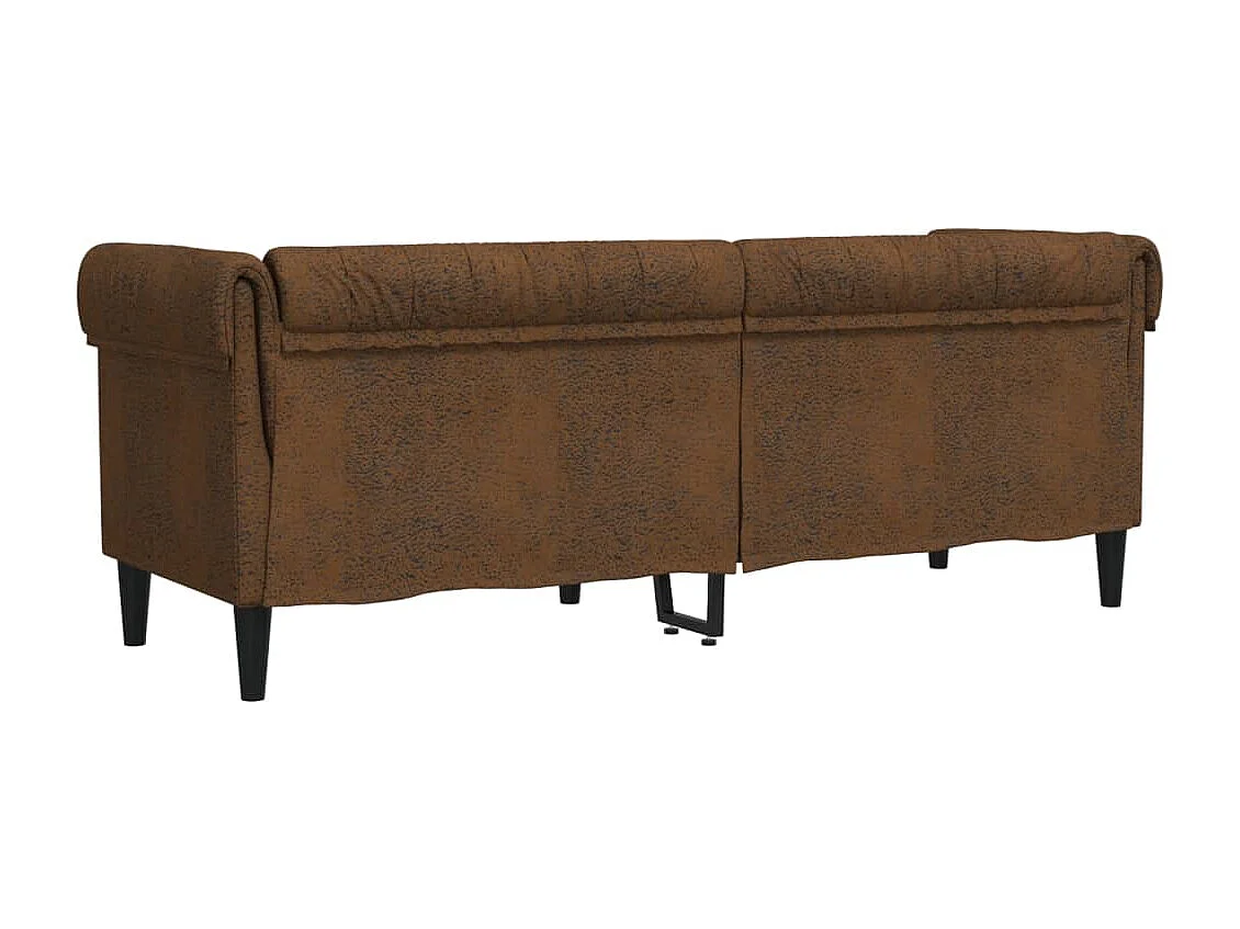 Driezitsbank Chesterfield-stijl stof bruin