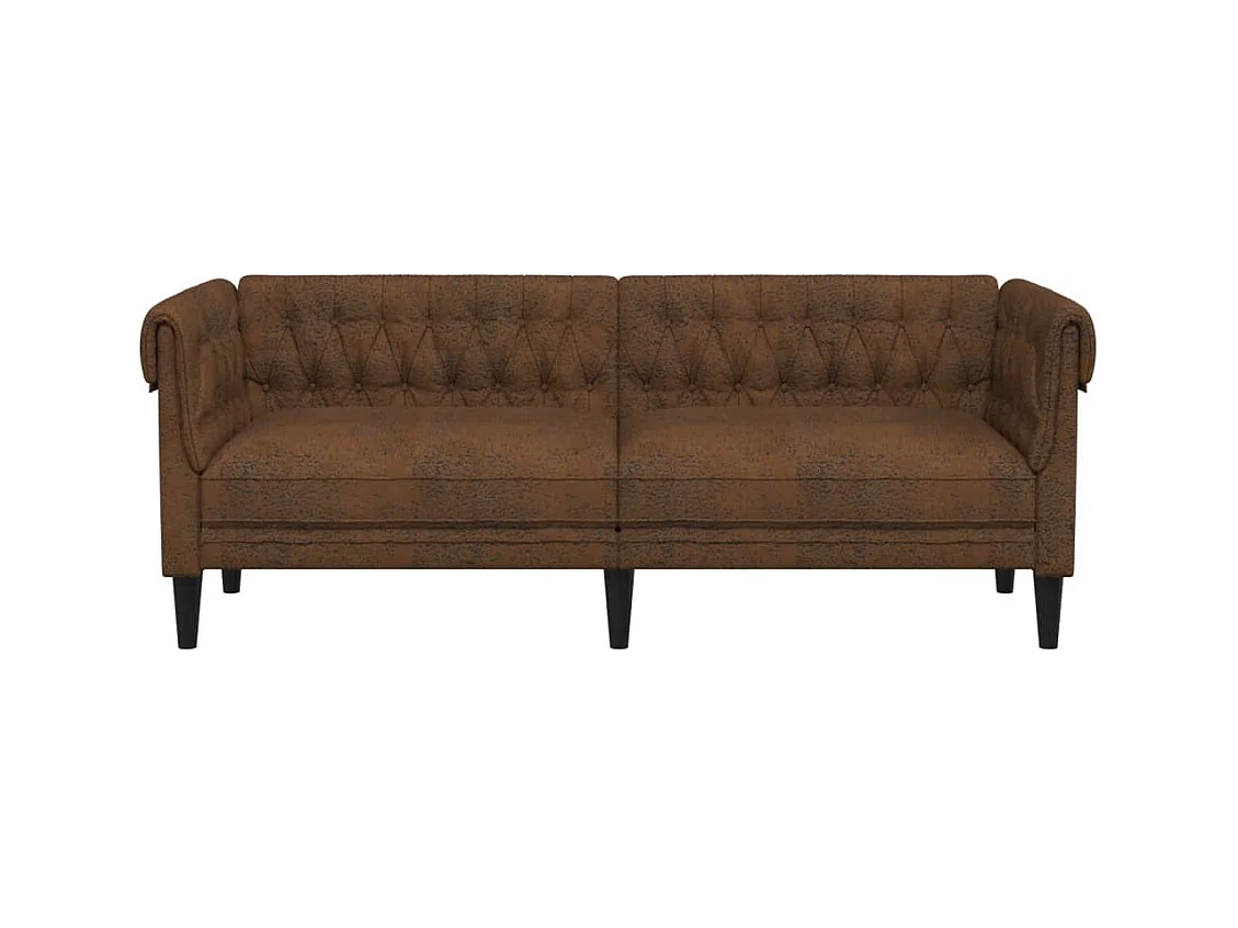 Canapé Chesterfield 3 places marron tissu