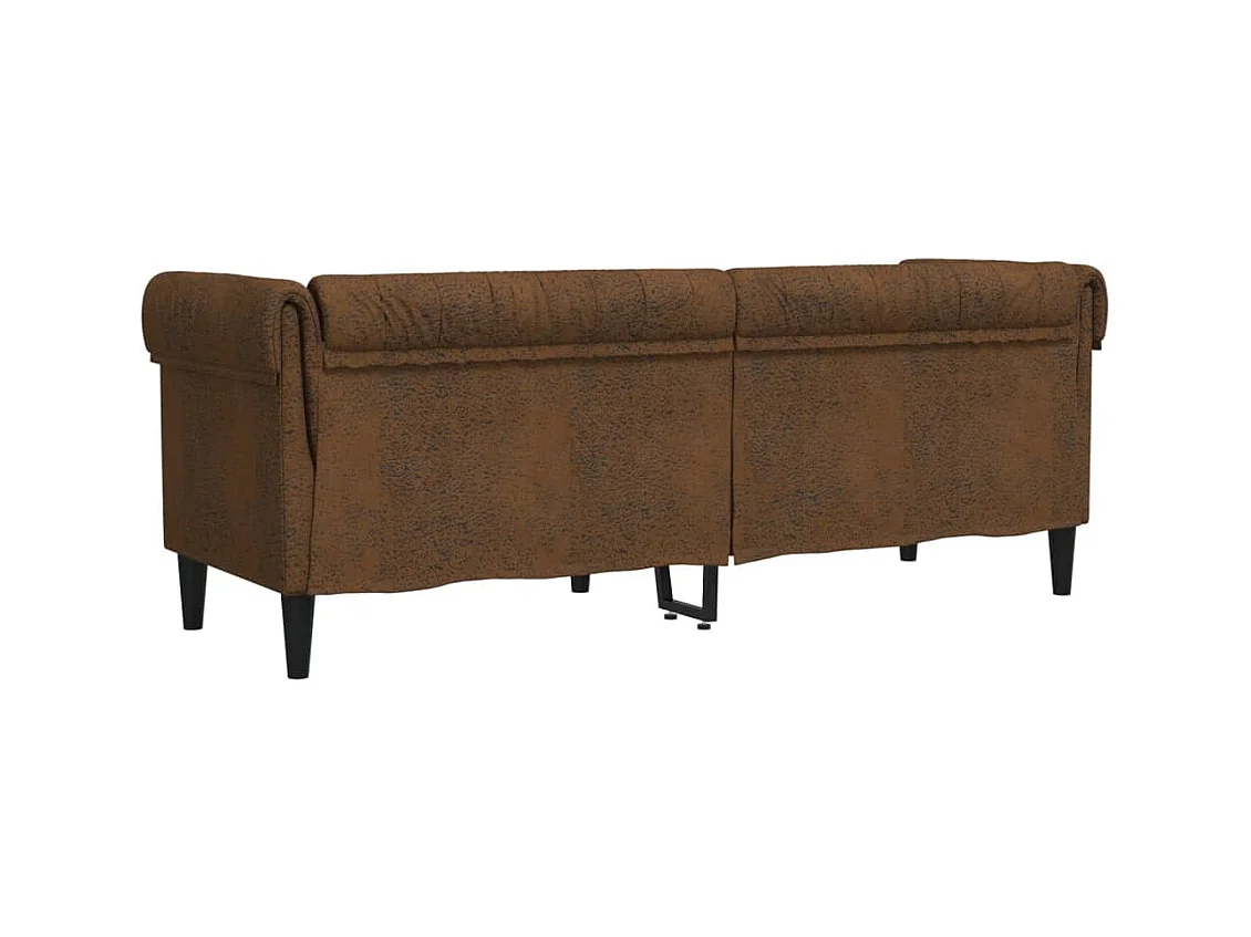 Canapé Chesterfield 3 places marron tissu