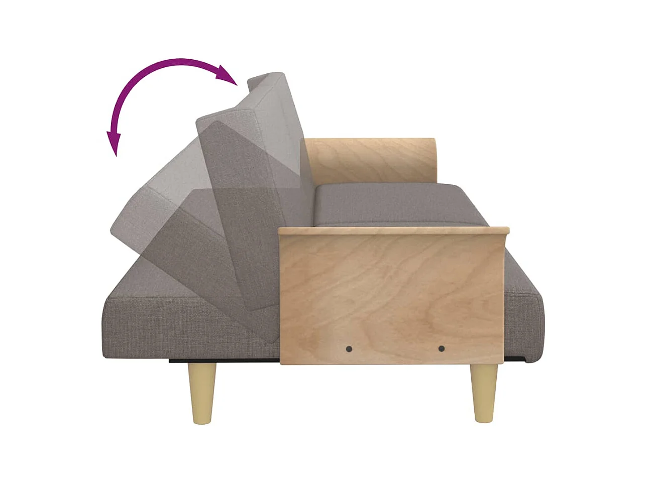 Canapé-lit avec accoudoirs taupe tissu