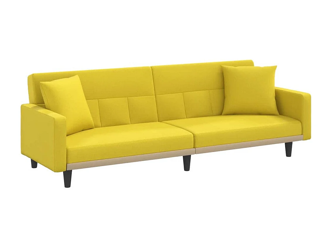 Canapé-lit avec coussins jaune clair tissu