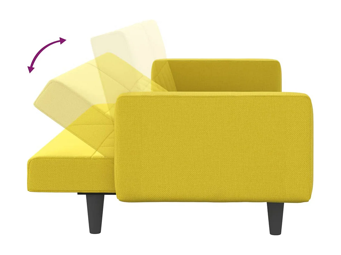 Canapé-lit avec coussins jaune clair tissu