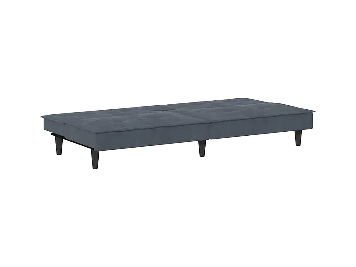 Sofá cama con portavasos terciopelo gris oscuro