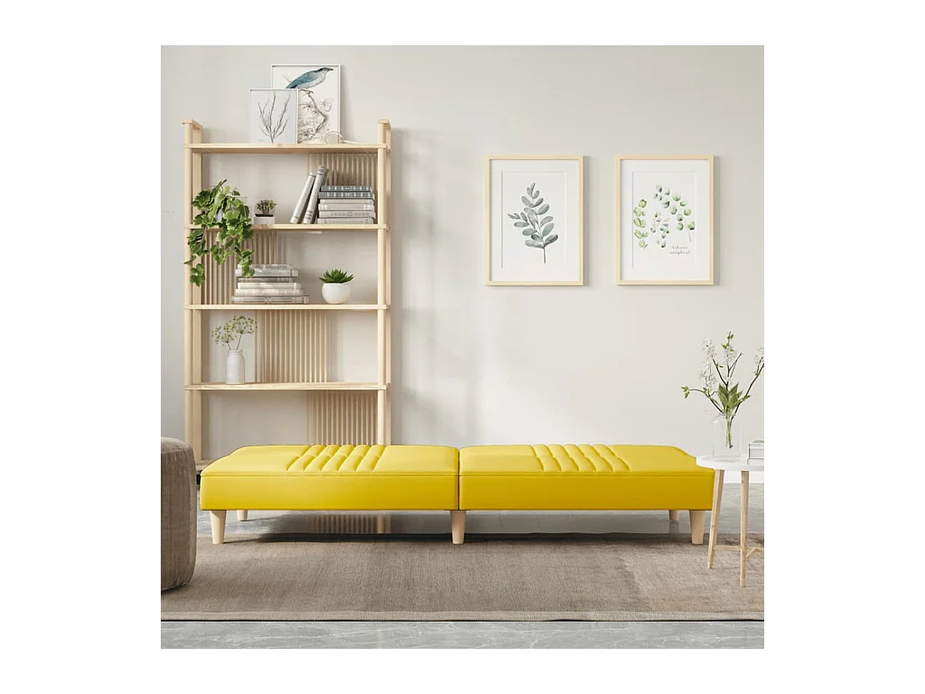 Canapé-lit jaune clair tissu