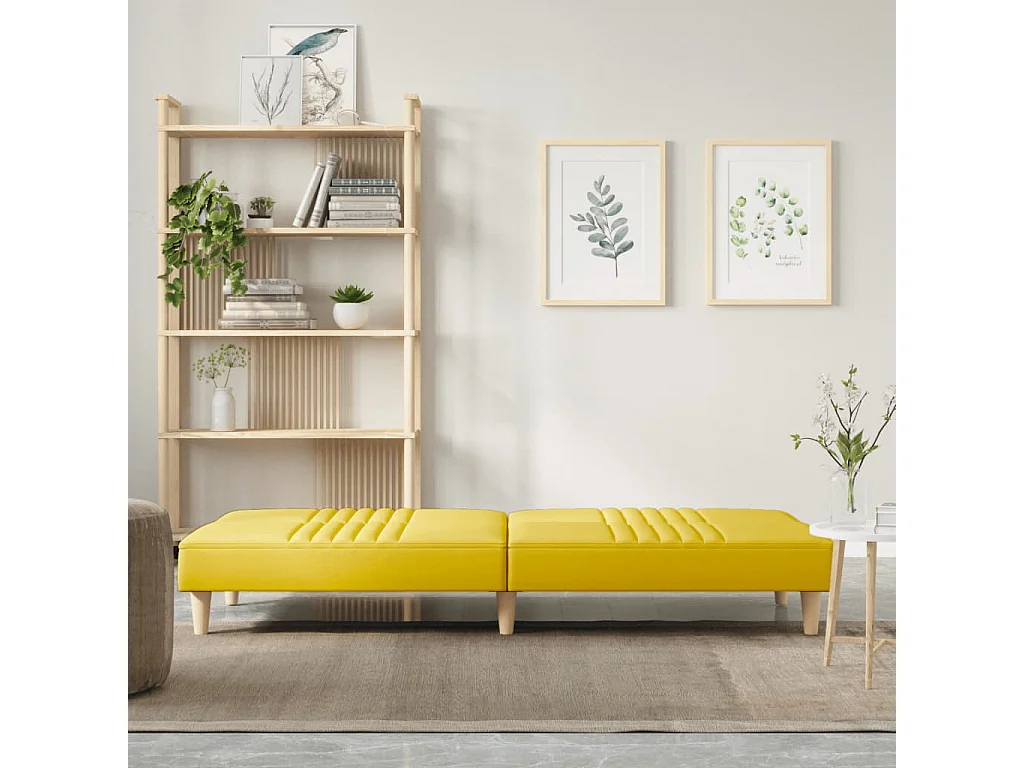 Canapé-lit jaune clair tissu