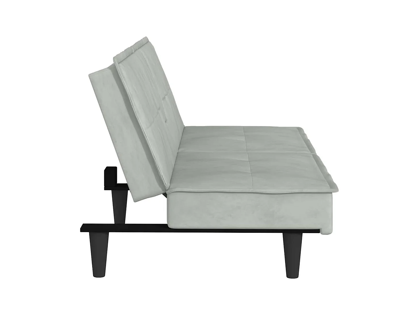 Canapé-lit avec porte-gobelets gris clair velours