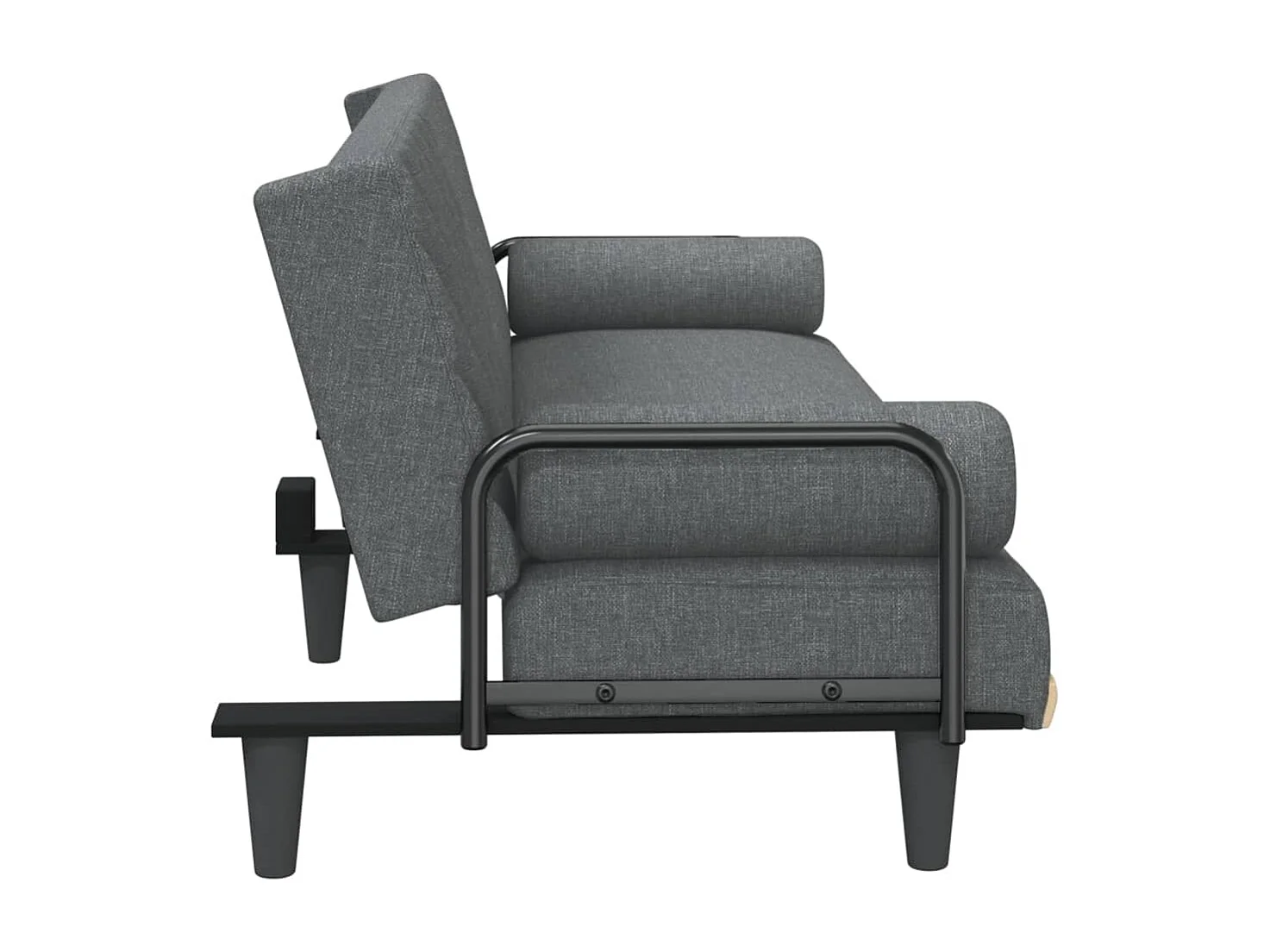 Canapé-lit avec accoudoirs gris foncé tissu