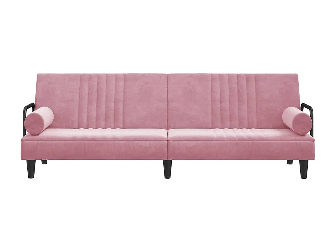 Sofá-cama com apoio de braços veludo rosa