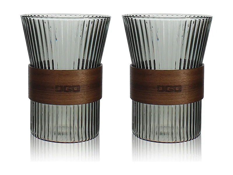 Ogo Living - Lot De 2 Tasses Karl 250ml En Verre Borosilicate Graphite