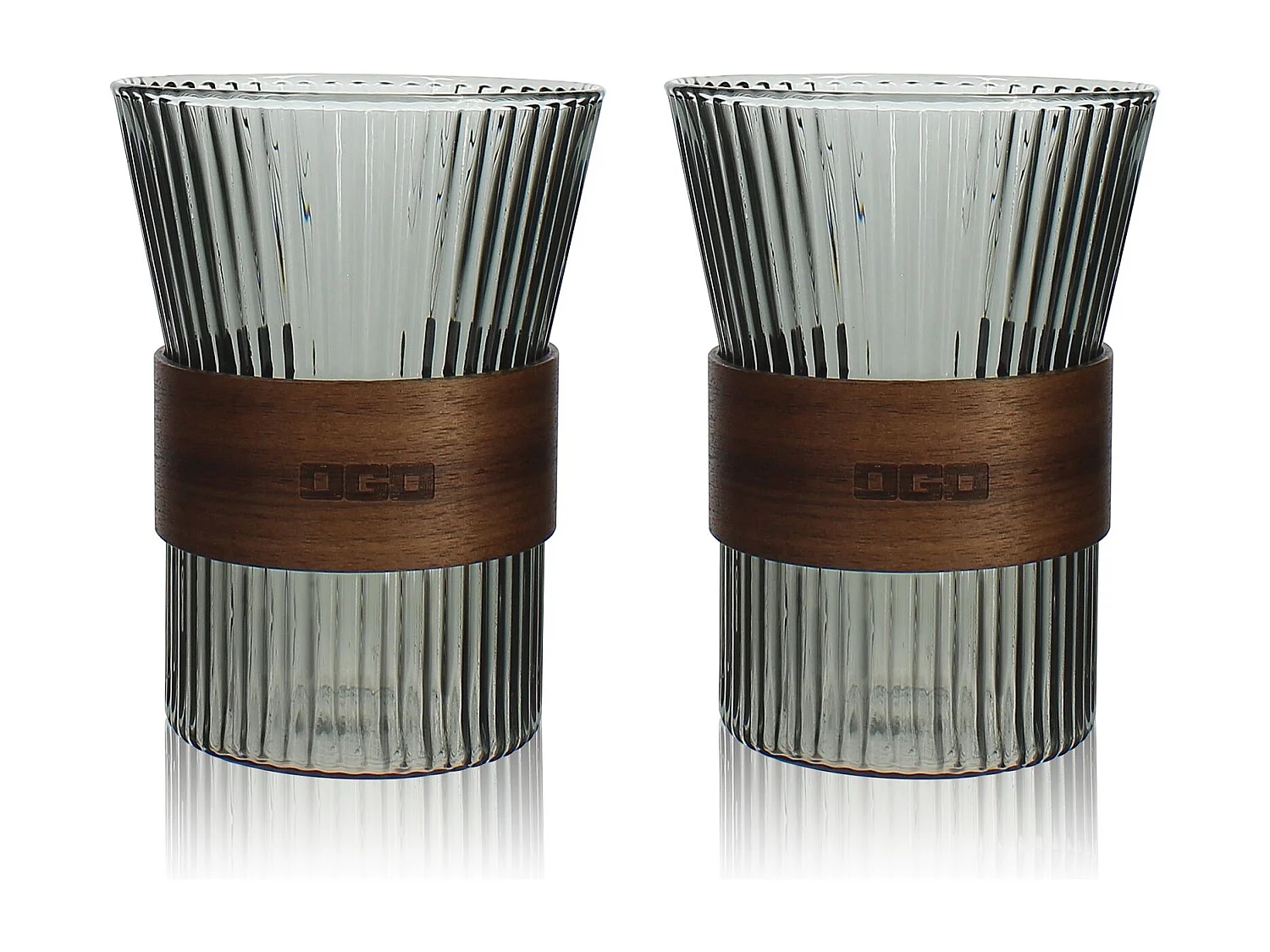 Ogo Living - Lot De 2 Tasses Karl 250ml En Verre Borosilicate Graphite