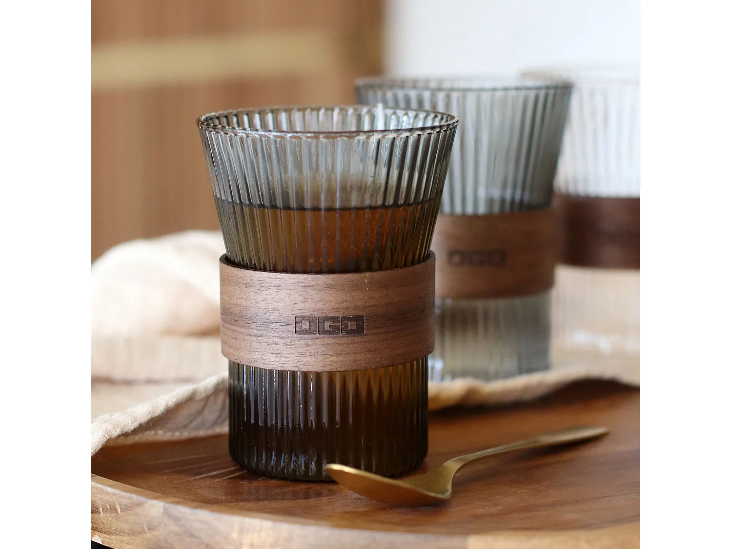 Ogo Living - Lot De 2 Tasses Karl 250ml En Verre Borosilicate Graphite