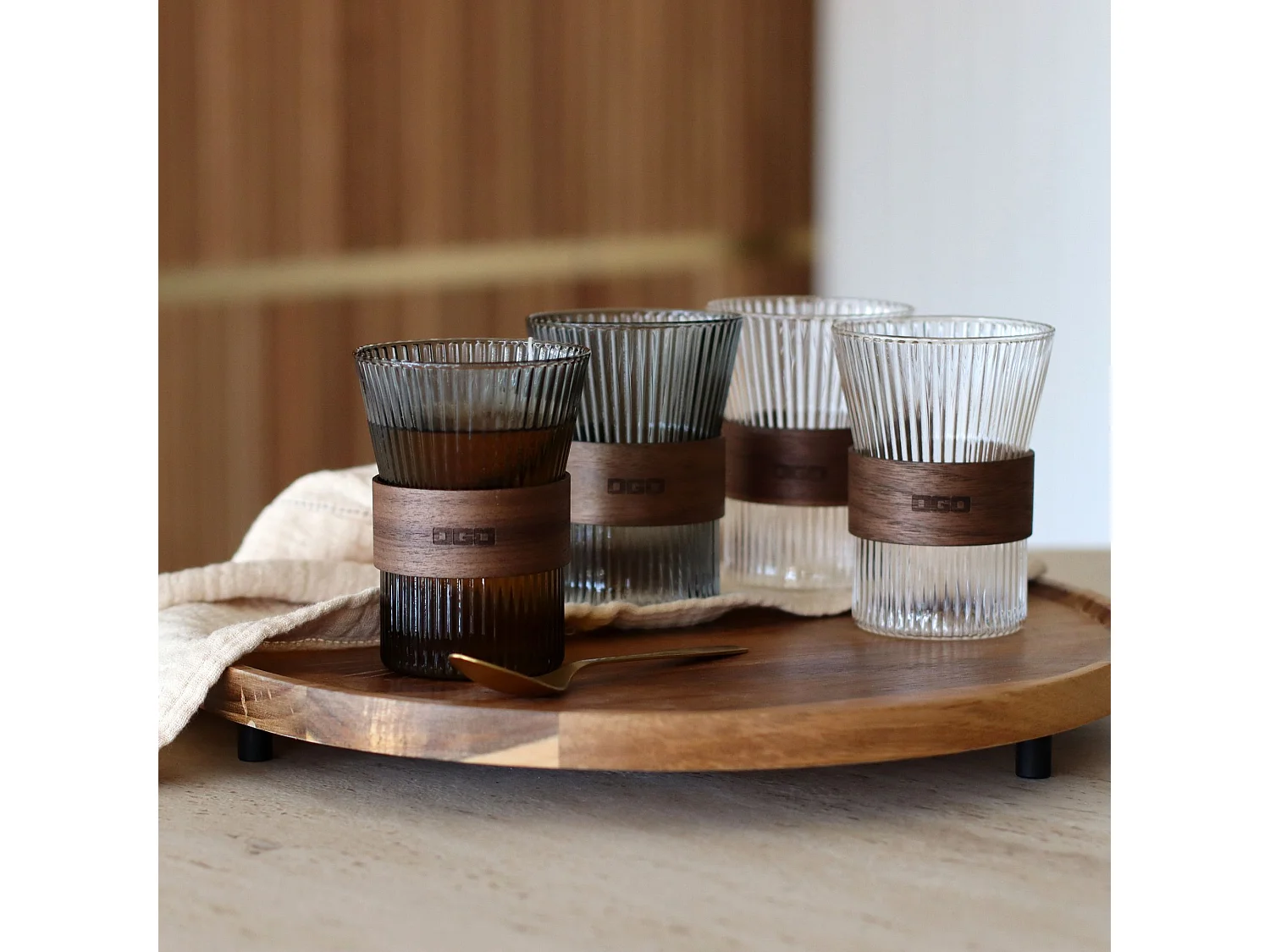 Ogo Living - Lot De 2 Tasses Karl 250ml En Verre Borosilicate Graphite