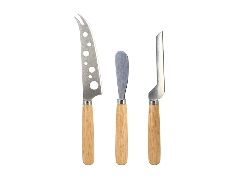 Menastyl - Lot De 3 Couteaux A Fromage Avec Manche En Bois D'hevea