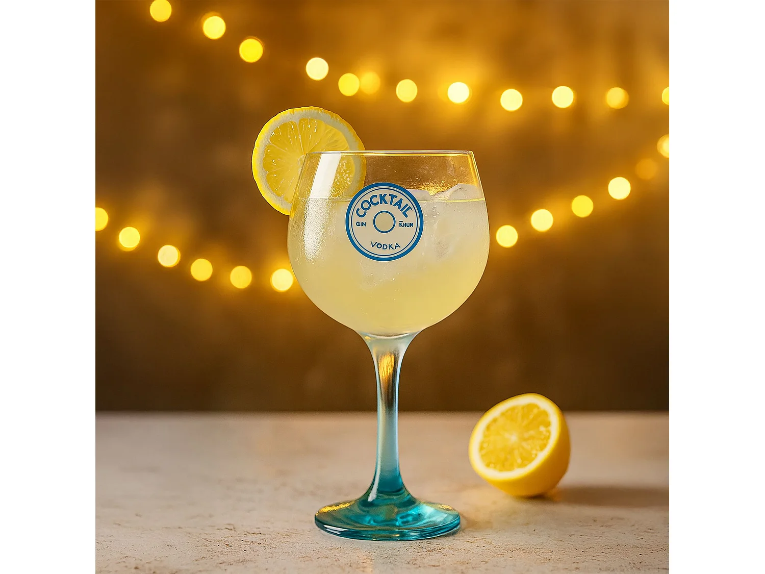 Novastyl - Lot De 2 Verres A Pied Cocktail 73cl En Verre Transparent Pied Bleu