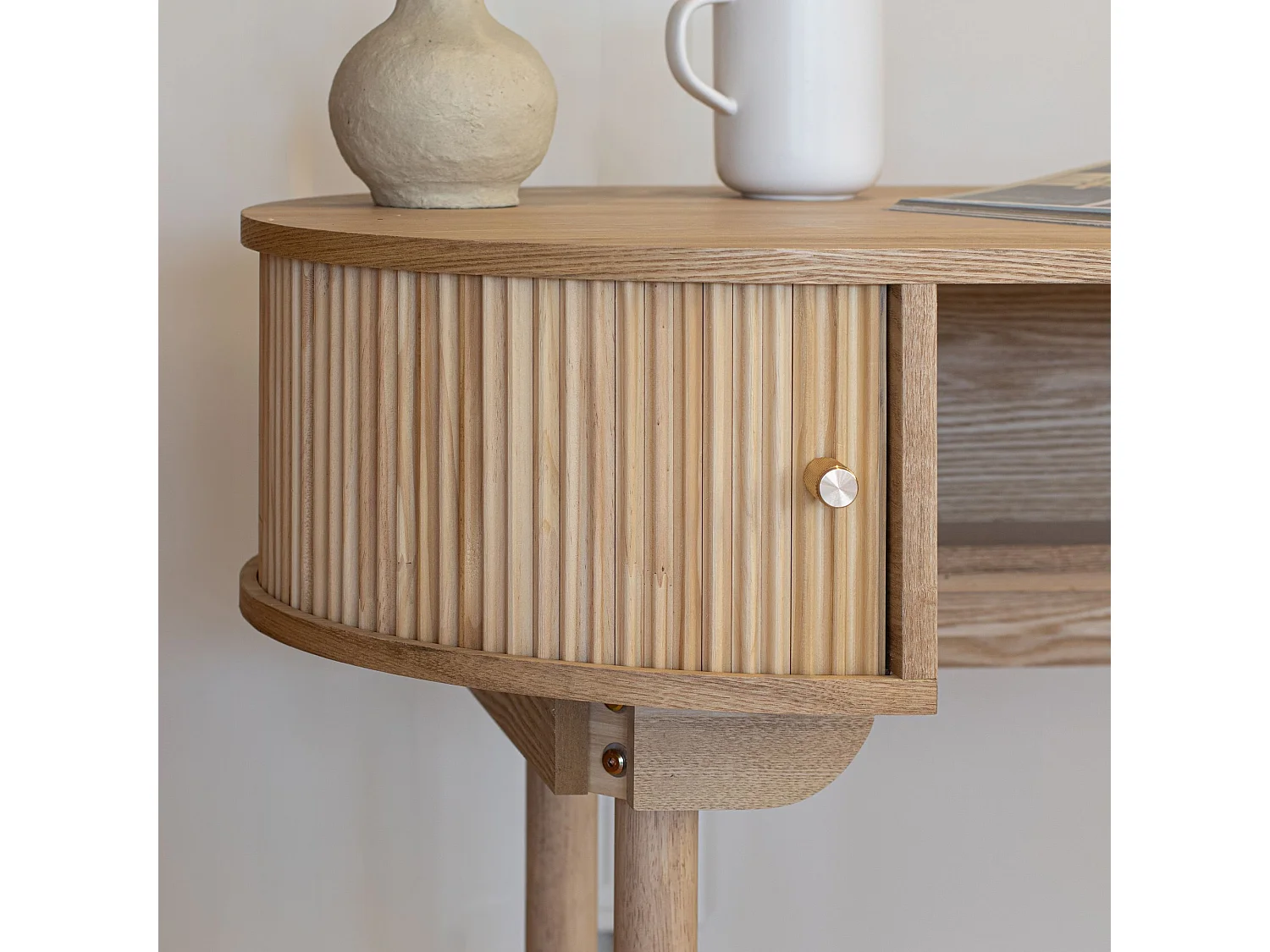 Now's Home - Bureau En Bois De Pin Naturel Avec Deux Portes 120x50x80cm Hector