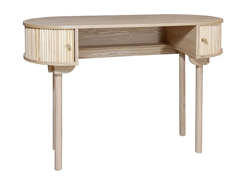 Now's Home - Bureau En Bois De Pin Naturel Avec Deux Portes 120x50x80cm Hector