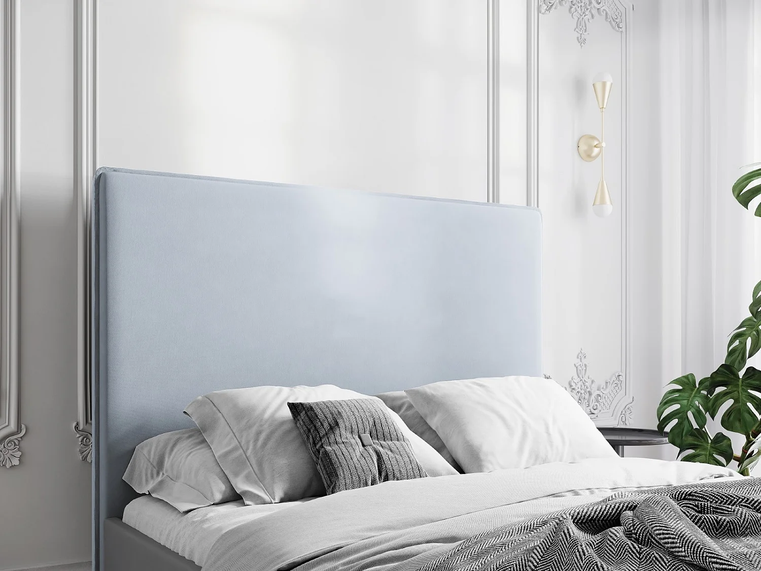 CXL by Christian Lacroix - Tête de lit "Provence" 200x120cm en velours bleu clair - 200x8x120cm