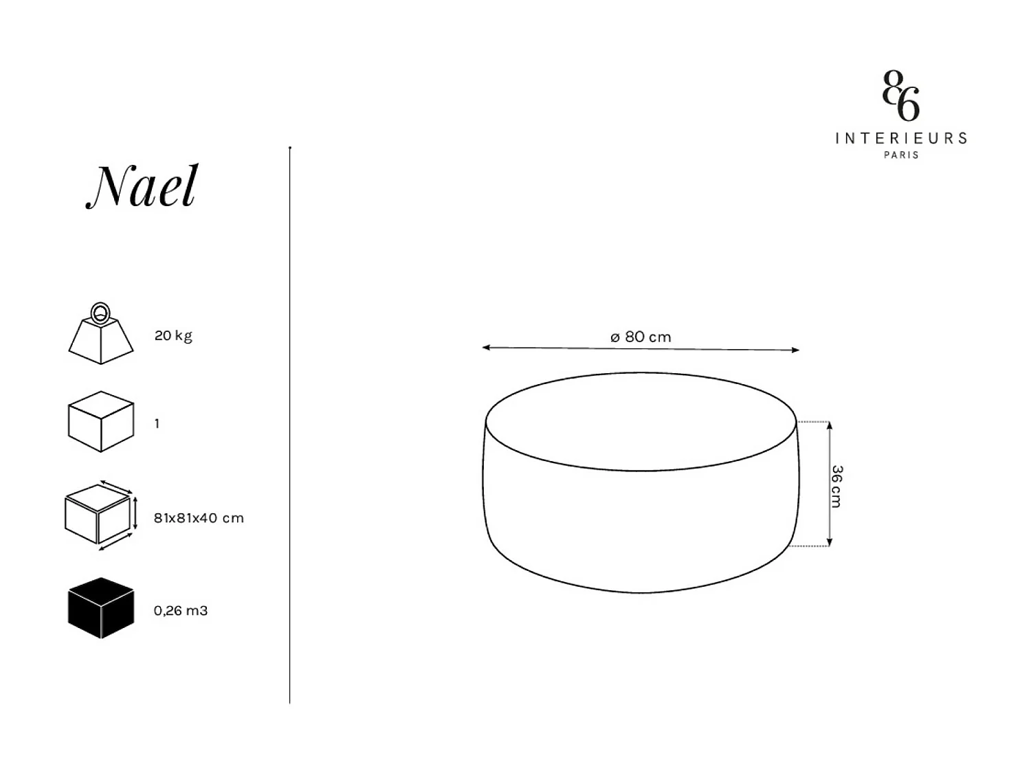 CXL by Christian Lacroix - Pufe giratório "Adam" em veludo amarelo - 80x80x36cm