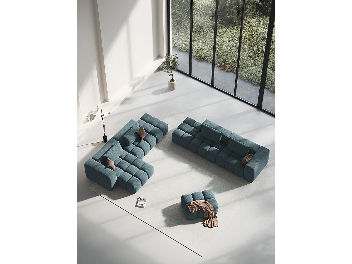 CXL by Christian Lacroix - Puf "Lorella" de tejido estructural azul claro - 85x60x40cm