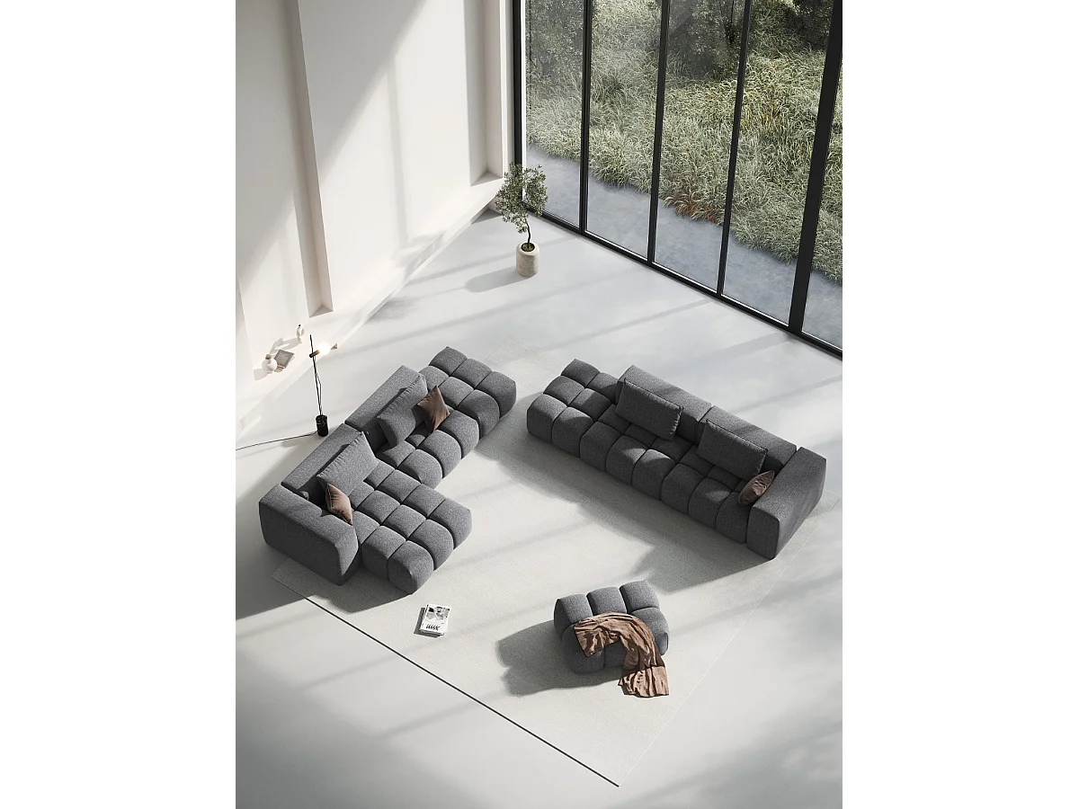 CXL by Christian Lacroix - Pouf "Lorella" en tissu structurel gris - 85x60x40cm