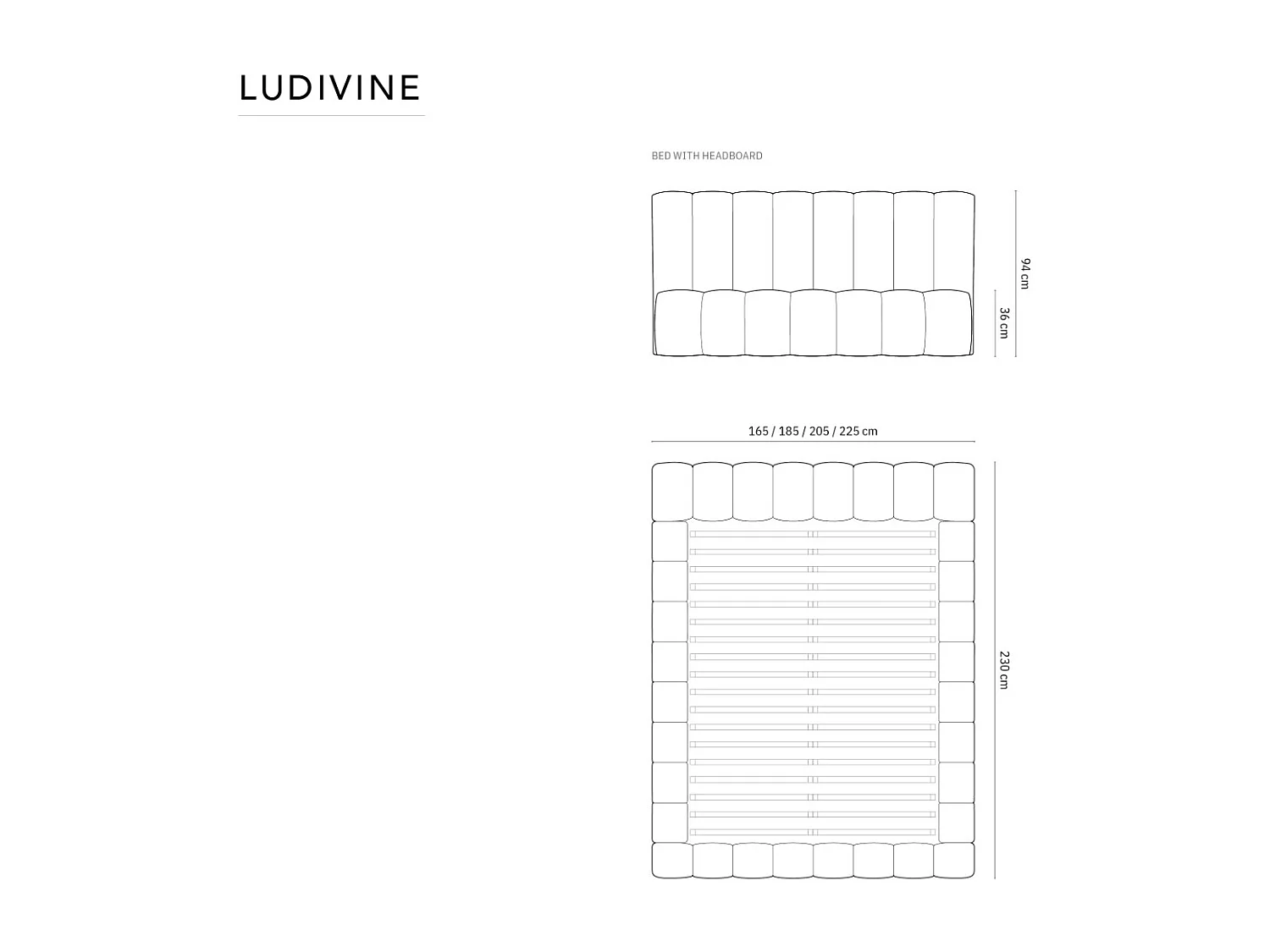 CXL by Christian Lacroix - Letto a cassettone con testiera "Ludivine" 180x200cm in velluto beige chiaro - 230x205x94cm