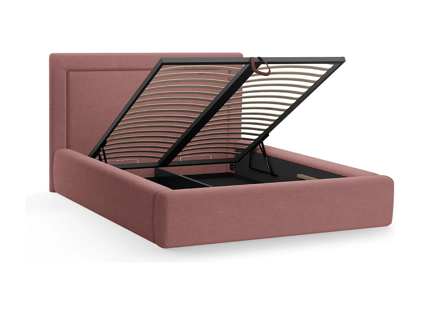 CXL by Christian Lacroix - Lit coffre avec tête de lit "Valerie" 160x200cm en bouclé rose - 230x185x120cm