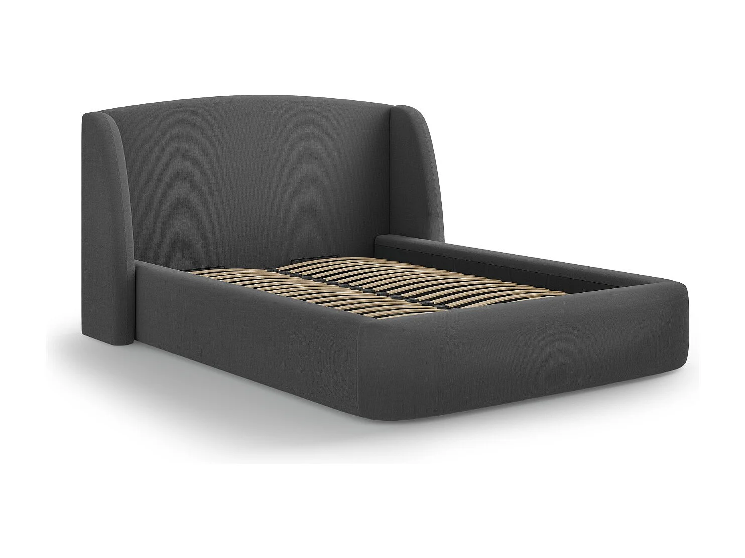 CXL by Christian Lacroix - Opbergbed met hoofdeinde "Aude" 200x200cm, Structurele stof, Donkergrijs - 216x222x103cm