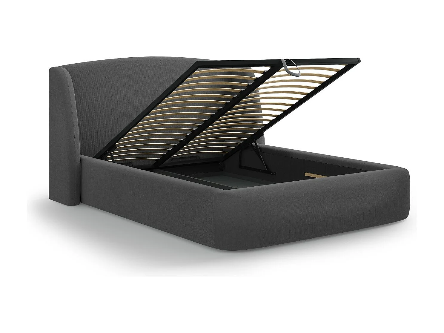 CXL by Christian Lacroix - Opbergbed met hoofdeinde "Aude" 200x200cm, Structurele stof, Donkergrijs - 216x222x103cm