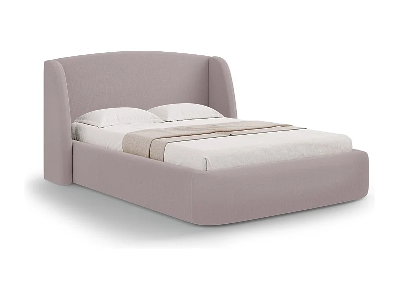 CXL by Christian Lacroix - Opbergbed met hoofdeinde "Aude" 140x200cm, Structurele stof, Roze - 216x162x103cm