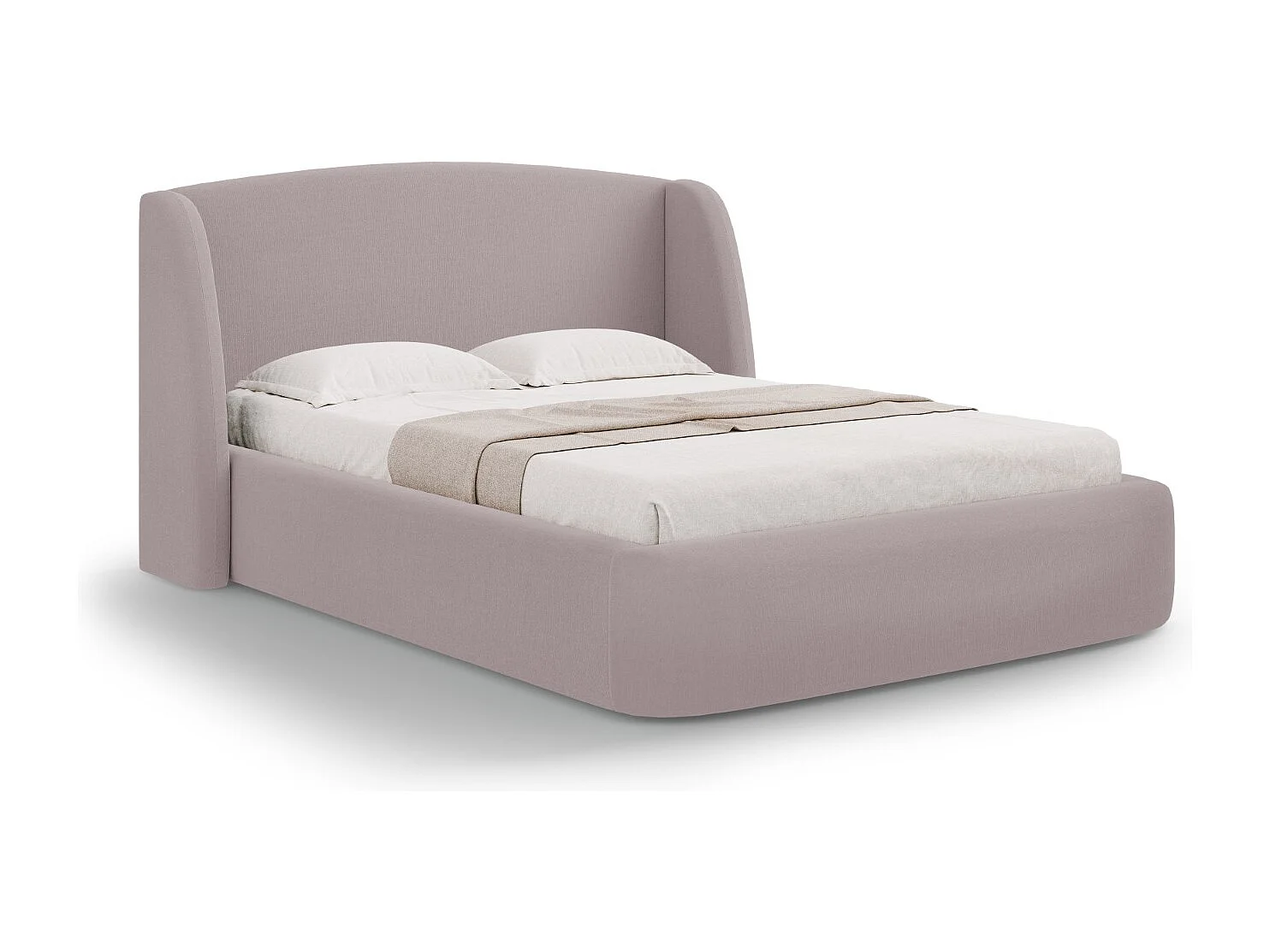 CXL by Christian Lacroix - Opbergbed met hoofdeinde "Aude" 140x200cm, Structurele stof, Roze - 216x162x103cm