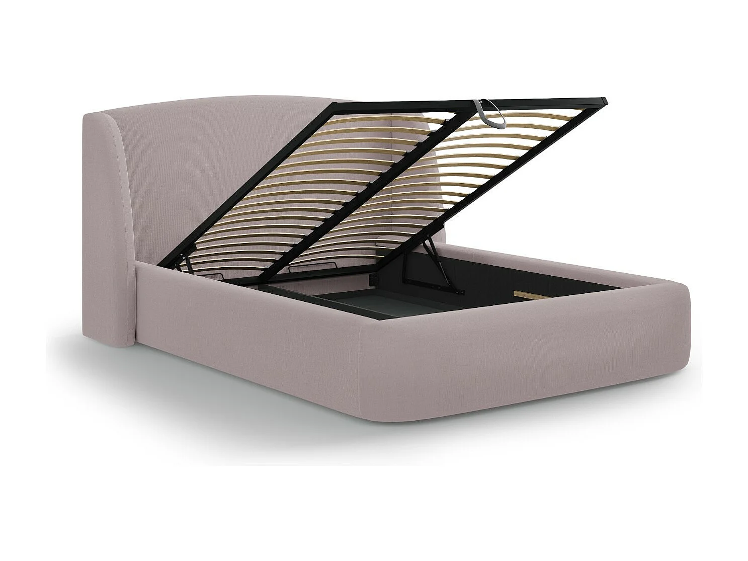 CXL by Christian Lacroix - Opbergbed met hoofdeinde "Aude" 140x200cm, Structurele stof, Roze - 216x162x103cm